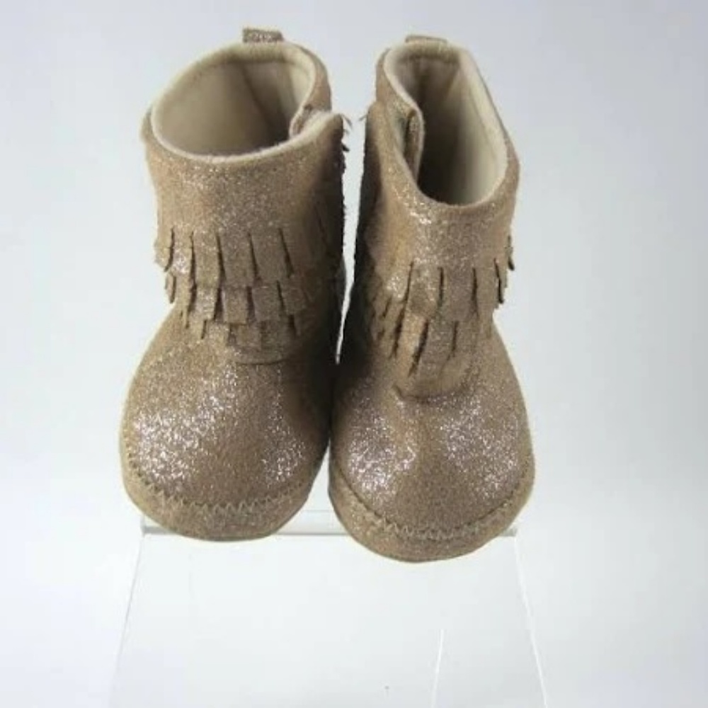 CARTER FRINGED ROSE GOLD CRIB SHOE BOOTS